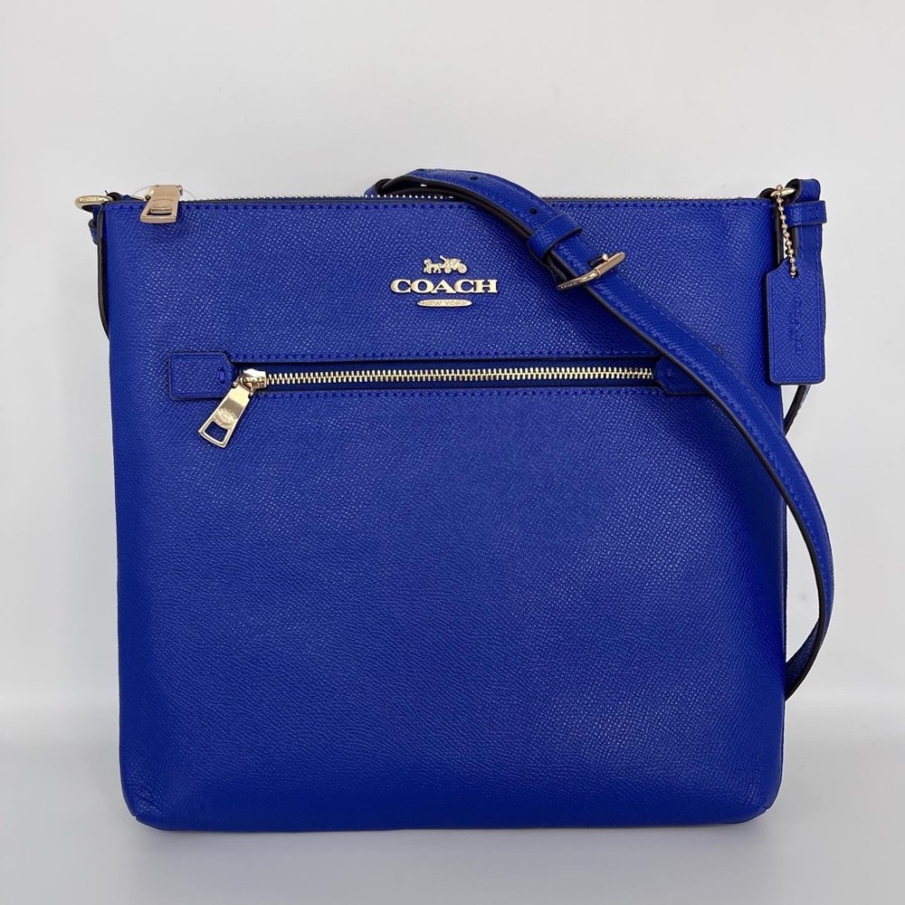 Coach Rowan File Bag Sport Blue Gold Crossbody Authentic
